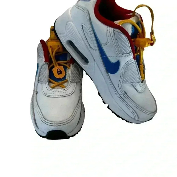 Nike Air Max 90 Toggle Slip On Kids Unisex White Yellow Blue Size 5C - Picture 1 of 12